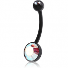 BIOFLEX SWAROVSKI CRYSTAL JEWELED CUP NAVEL BANANA WITH SWAROVSKI CRYSTAL JEWELED UV ACRYLIC BALL