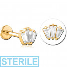 STERILE GOLD PVD COATED SURGICAL STEEL INTERNALLY THREADED JEWELLED MICRO LABRET