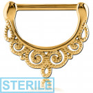 STERILE GOLD PVD COATED SURGICAL STEEL NIPPLE CLICKER - FILIGREE