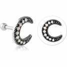 SURGICAL STEEL JEWELLED TRAGUS MICRO BARBELL - CRESCENT