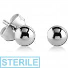 STERILE SURGICAL STEEL EAR STUDS PAIR - BALL 3MM