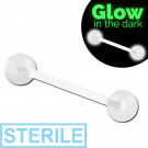 STERILE BIOFLEX BARBELL WITH UV ACRYLIC GLOW IN THE DARK BALL