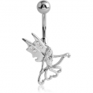 RHODIUM PLATED BRASS JEWELLED NAVEL BANANA - FAIRY