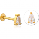 GOLD PVD COATED SURGICAL STEEL INTERNALLY THREADED JEWELLED MICRO LABRET - DROP