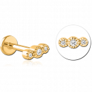 GOLD PVD COATED SURGICAL STEEL INTERNALLY THREADED JEWELLED MICRO LABRET