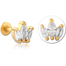 GOLD PVD COATED SURGICAL STEEL INTERNALLY THREADED JEWELLED MICRO LABRET