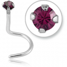 SURGICAL STEEL LARGE LEFT CURVED PRONG SET 2MM JEWELLED NOSE STUD