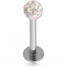 SURGICAL STEEL MICRO LABRET WITH EPOXY COATED CRYSTALINE JEWELLED BALL