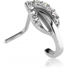 SURGICAL STEEL 90 DEGREE JEWELLED WRAP AROUND NOSE STUD