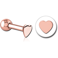 ROSE GOLD PVD COATED SURGICAL STEEL HEART TRAGUS MICRO BARBELL