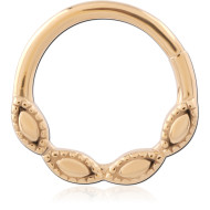 GOLD PVD 18K COATED SURGICAL STEEL HINGE SEGMENT RING MARQUISE ACCENTS PIERCING