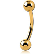 GOLD PVD 18K COATED TITANIUM CURVED MICRO BARBELL
