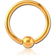 GOLD PVD COATED SURGICAL STEEL ANNEALED BALL CLOSURE RING PIERCING