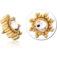 GOLD PVD COATED SURGICAL STEEL JEWELLED ATTACHMENT FOR 1.6MM INTERNALLY THREADED PINS PIERCING