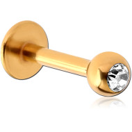 GOLD PVD COATED SURGICAL STEEL FLAT STONE PREMIUM CRYSTAL JEWELLED MICRO LABRET