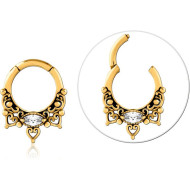 GOLD PVD COATED SURGICAL STEEL JEWELLED MULTI PURPOSE CLICKER PIERCING