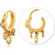 GOLD PVD COATED SURGICAL STEEL JEWELED MULTI PURPOSE CLICKER PIERCING