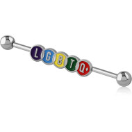 SURGICAL STEEL INDUSTRIAL BARBELL ADJUSTABLE SLIDING CHARM PIERCING