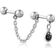 SURGICAL STEEL INDUSTRIAL BARBELL CHARM PIERCING