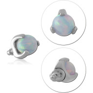 SURGICAL STEEL SYNTHETIC OPAL JEWELLED ATTACHMENT FOR 1.6MM INTERNALLY THREADED PINS PIERCING