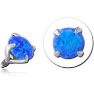 SURGICAL STEEL ROUND PRONG SET SYNTHETIC OPAL FOR 1.2MM INTERNALLY THREADED PINS PIERCING