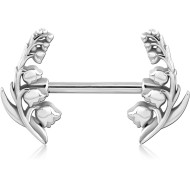 SURGICAL STEEL NIPPLE PIERCING INTERNAL THREADED BAR PIERCING