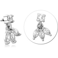 SURGICAL STEEL JEWELED MICRO ATTACHMENT FOR 1.2MM INTERNALLY THREADED PINS PIERCING