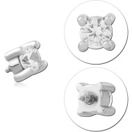 316L SURGICAL STEEL INTERNALLY THREADED TOP ROUND PRONG SET GEM PIERCING