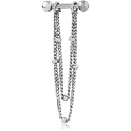 SURGICAL STEEL MICRO BARBELL WITH CHAIN PIERCING