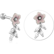 SURGICAL STEEL JEWELED TRAGUS MICRO BARBELL WITH ENAMEL PIERCING