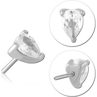 316L SURGICAL STEEL THREADLESS TOP PEAR CUT CLEAR GEM PRONG SET PIERCING