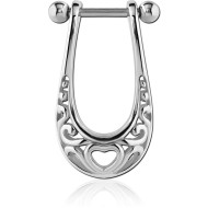 SURGICAL STEEL CARTILAGE SHIELD - HEART PIERCING