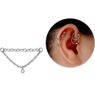 STAINLESS STEEL CABLE OVAL ROLLO CHAIN ACCESORY - TWO WITH SLIDING JEWEL