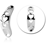 SURGICAL STEEL INTIMATE SHIELD THREE HEART CUTOUTS CURVED DESIGN PLATE PIERCING