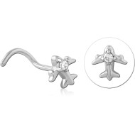 SURGICAL STEEL CURVED JEWELED NOSE STUD PIERCING