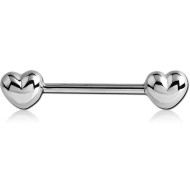 SURGICAL STEEL NIPPLE BAR - HEART PIERCING