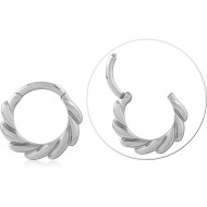 316L SURGICAL STEEL HINGE SEGMENT RING CURVED PETAL PATTERN POLISHED FINISH PIERCING