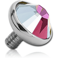 TITANIUM SWAROVSKI CRYSTAL JEWELLED DISC FOR 1.6MM INTERNALLY THREADED PINS PIERCING
