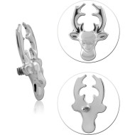 TITANIUM GRADE 23 6AL-4V ELI ASTM F136 INTERNAL THREADED ATTACHMENT DEER HEAD PIERCING