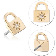 14K GOLD JEWELLED ATTACHMENT TITANIUM THREADLESS PIN
