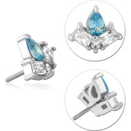 14K WHITE GOLD JEWELLED ATTACHMENT SIZE 5.7X6.4MM WITH TITANIUM THREADLESS PINS