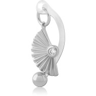 316L SURGICAL STEEL TOP WITH BIOFLEX CURVED BARBELL WITH FAN GEM CHARM PIERCING