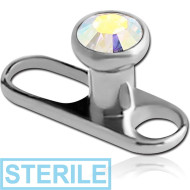 STERILE TITANIUM INTERNALLY THREADED DERMAL ANCHOR BIG HOLE WITH JEWELLED DISC PIERCING