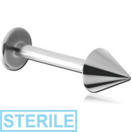 STERILE TITANIUM MICRO LABRET WITH CONE PIERCING