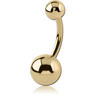 STERILE ZIRCON GOLD PVD COATED SURGICAL STEEL NAVEL BANANA PIERCING