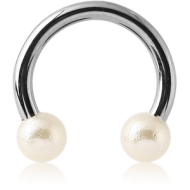 SURGICAL STEEL CIRCULAR BARBELL WITH SYNTHETIC PEARLS PIERCING