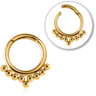 GOLD PVD COATED SURGICAL STEEL HINGED SEGMENT RING PIERCING
