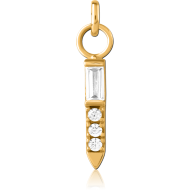 GOLD PVD COATED SURGICAL STEEL JEWELLED CHARM
