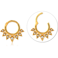 GOLD PVD COATED SURGICAL STEEL JEWELLED MULTI PURPOSE CLICKER PIERCING