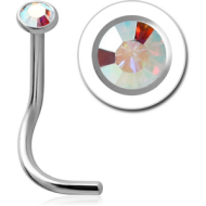 SURGICAL STEEL SWAROVSKI CRYSTAL JEWELLED CURVED NOSE STUD